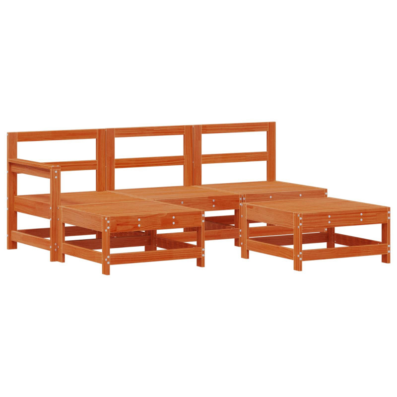 Zestaw wypoczynkowy w ogrodzie 5 pcs Woskowy Brąz