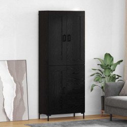 Highboard z szufladą 2 pcs Czarny Dąb Materiał drewnopochodny