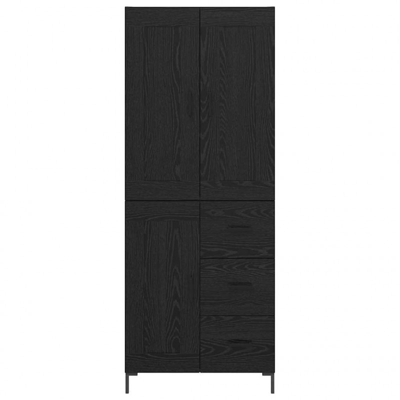 Highboard z szufladą 2 pcs Czarny Dąb Materiał drewnopochodny