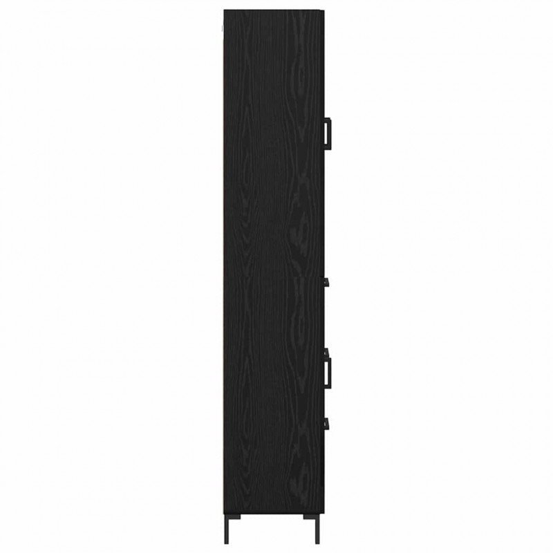 Highboard z szufladą 2 pcs Czarny Dąb Materiał drewnopochodny