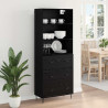 Highboard z szufladą 2 pcs Czarny Dąb Materiał drewnopochodny