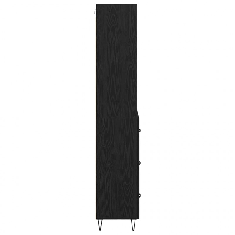 Highboard z szufladą 2 pcs Czarny Dąb Materiał drewnopochodny