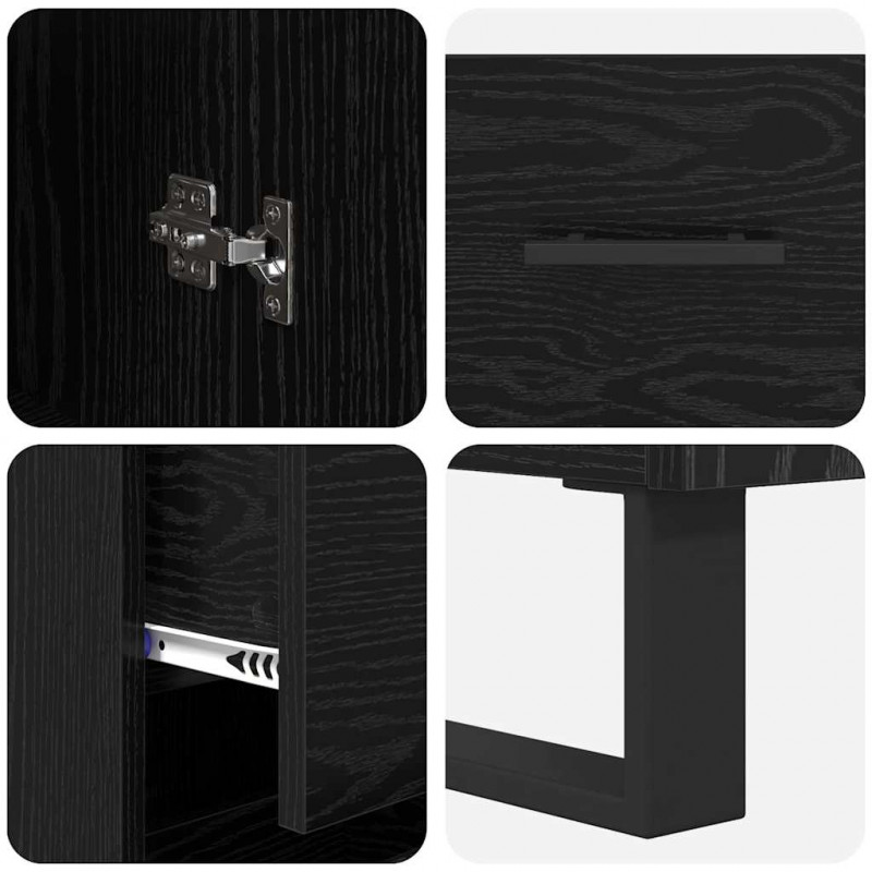 Highboard Czarny Dąb 34,5 x 34 x 180 cm Materiał drewnopochodny