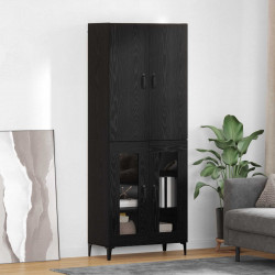 Highboard Czarny Dąb 69,5 x 34 x 180 cm Materiał drewnopochodny