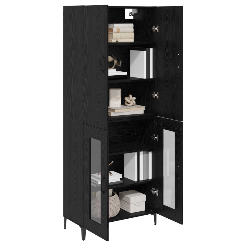 Highboard Czarny Dąb 69,5 x 34 x 180 cm Materiał drewnopochodny