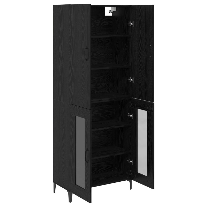 Highboard Czarny Dąb 69,5 x 34 x 180 cm Materiał drewnopochodny