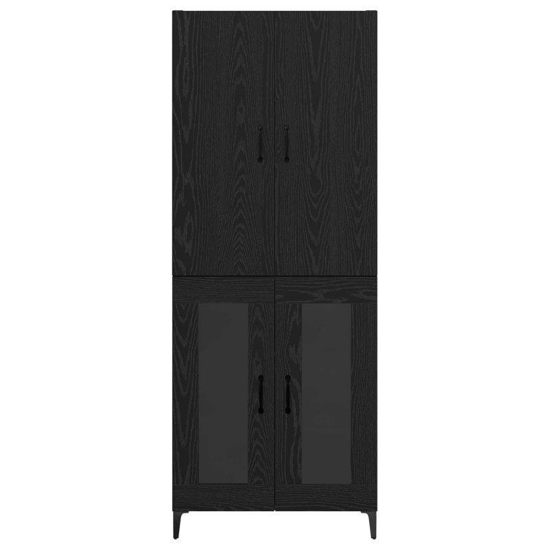 Highboard Czarny Dąb 69,5 x 34 x 180 cm Materiał drewnopochodny