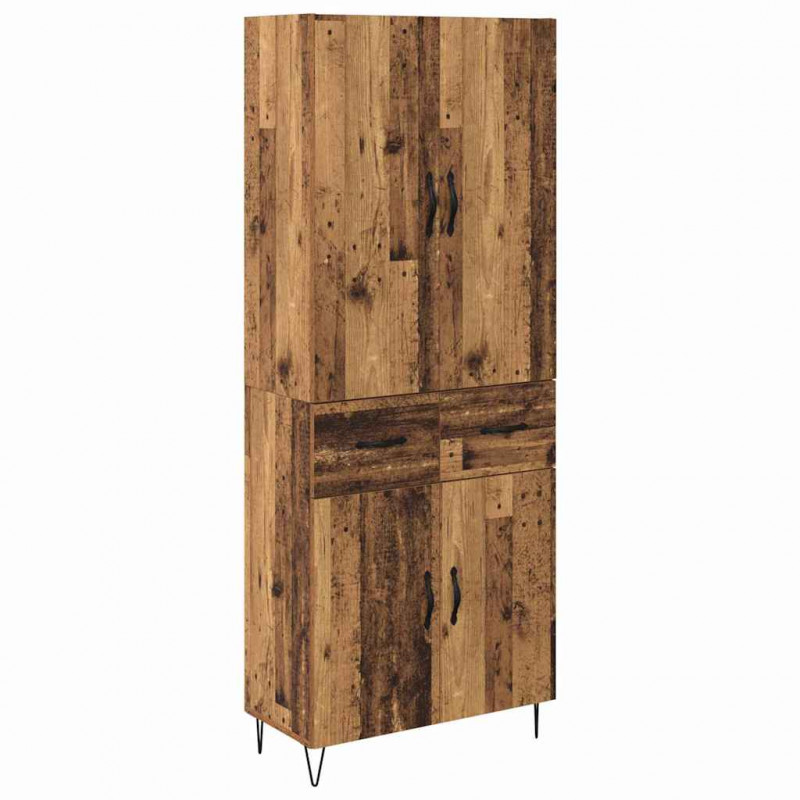 Highboard 2 pcs Stare drewno Drewno inżynieryjne i szkło