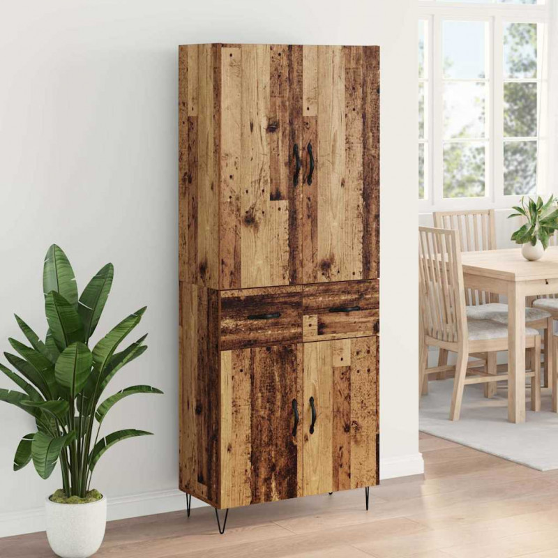 Highboard 2 pcs Stare drewno Drewno inżynieryjne i szkło