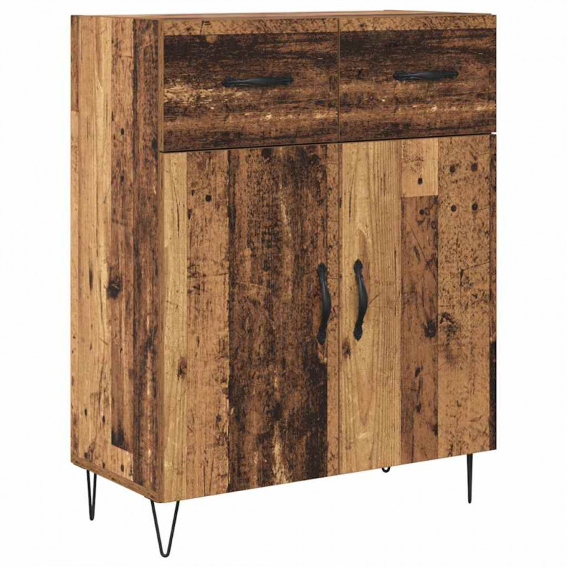 Highboard 2 pcs Stare drewno Drewno inżynieryjne i szkło