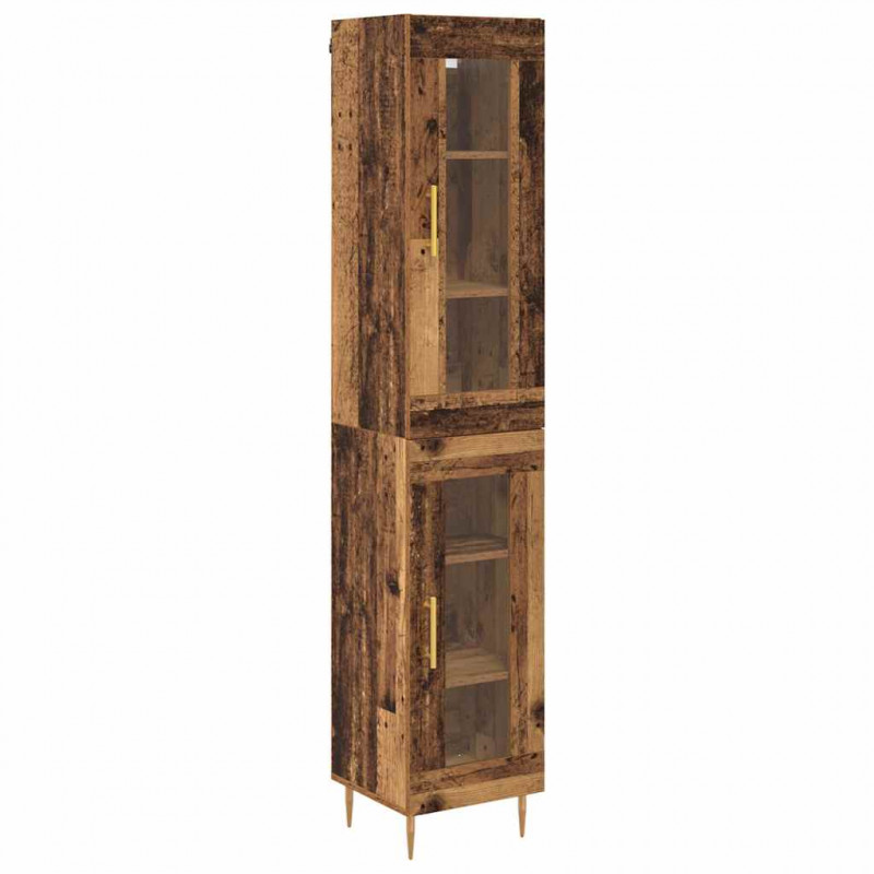 Highboard 2 pcs Stare drewno Szkło
