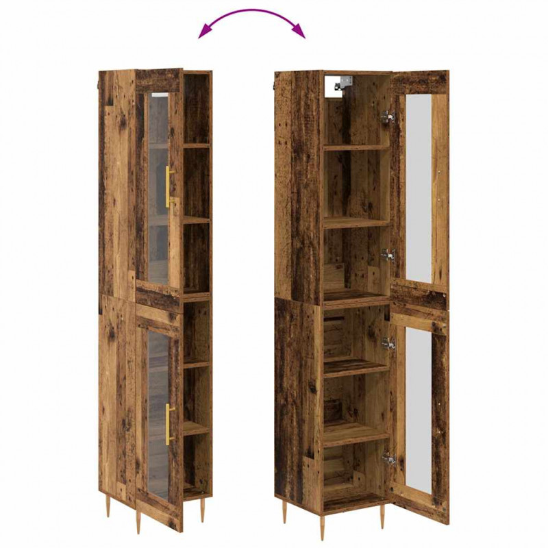Highboard 2 pcs Stare drewno Szkło