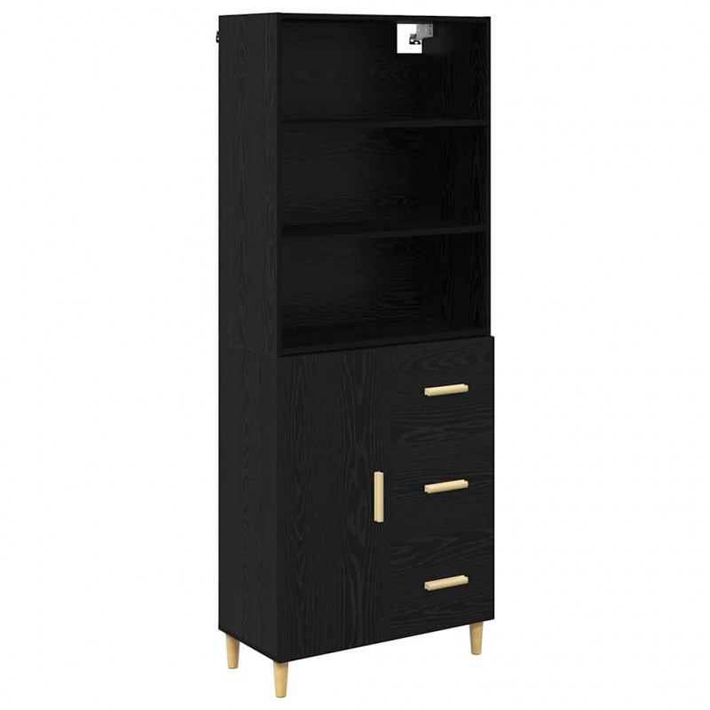 Highboard z szufladą Czarny Dąb 69,5 x 32,5 x 180 cm