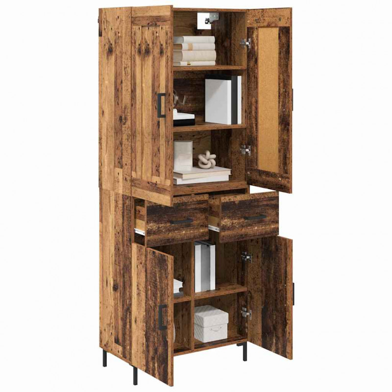 Highboard z szufladą 2 pcs Stare drewno Materiał drewnopochodny
