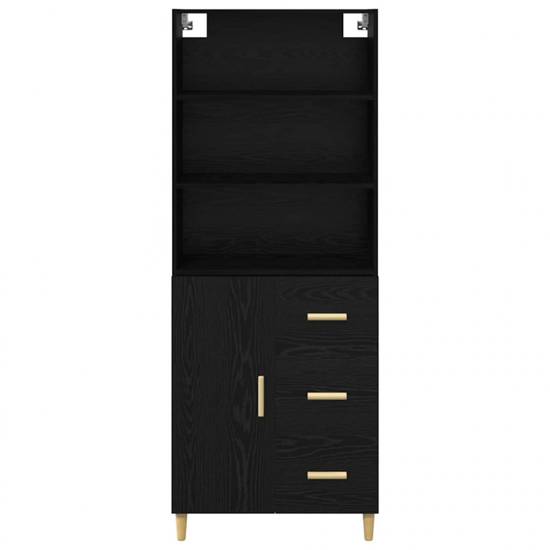 Highboard z szufladą Czarny Dąb 69,5 x 32,5 x 180 cm