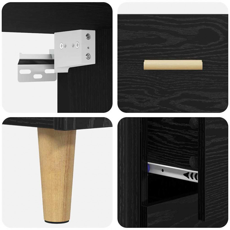 Highboard z szufladą Czarny Dąb 69,5 x 32,5 x 180 cm