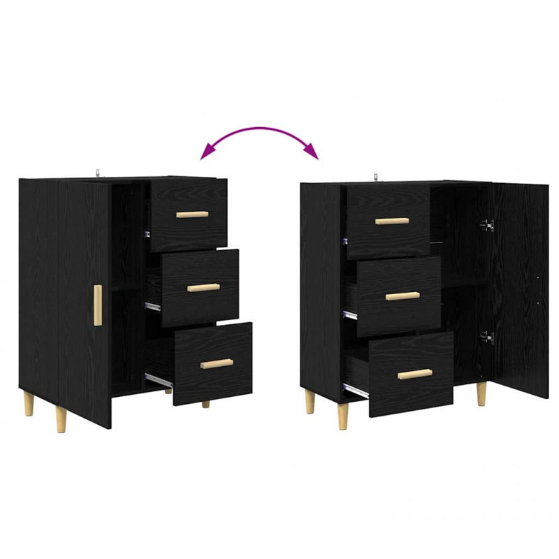 Highboard z szufladą Czarny Dąb 69,5 x 32,5 x 180 cm