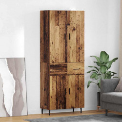 Highboard 2 pcs Stare drewno Drewno inżynieryjne i szkło