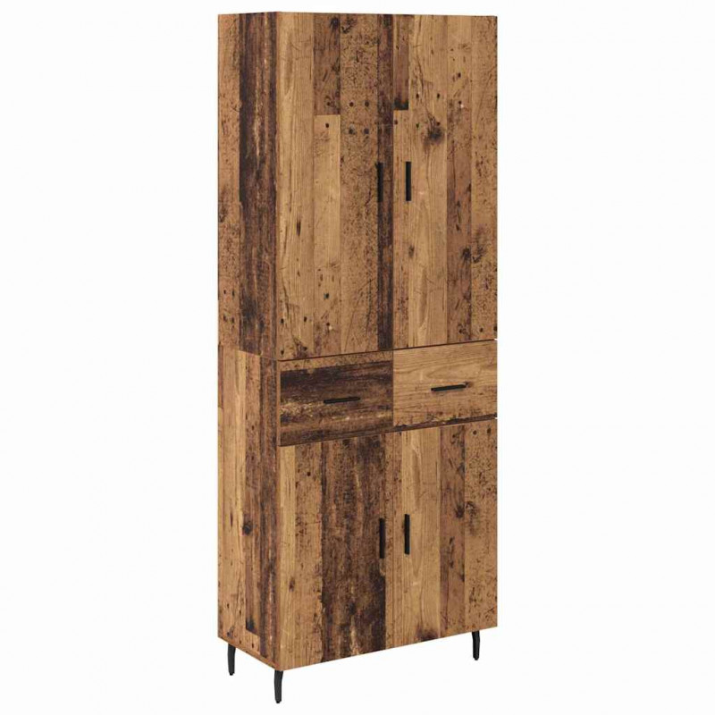 Highboard 2 pcs Stare drewno Drewno inżynieryjne i szkło