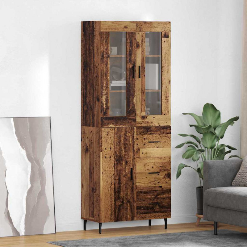 Highboard z szufladą 2 pcs Stare drewno Materiał drewnopochodny