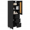 Highboard z szufladą 2 pcs Czarny Dąb Materiał drewnopochodny