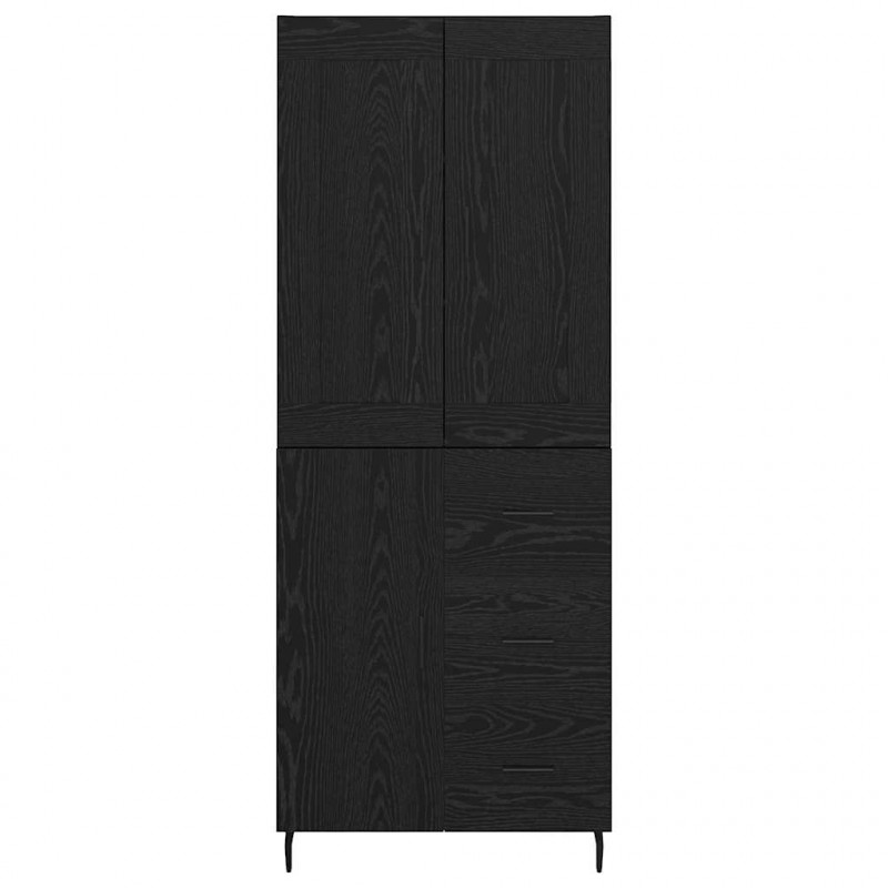 Highboard z szufladą 2 pcs Czarny Dąb Materiał drewnopochodny