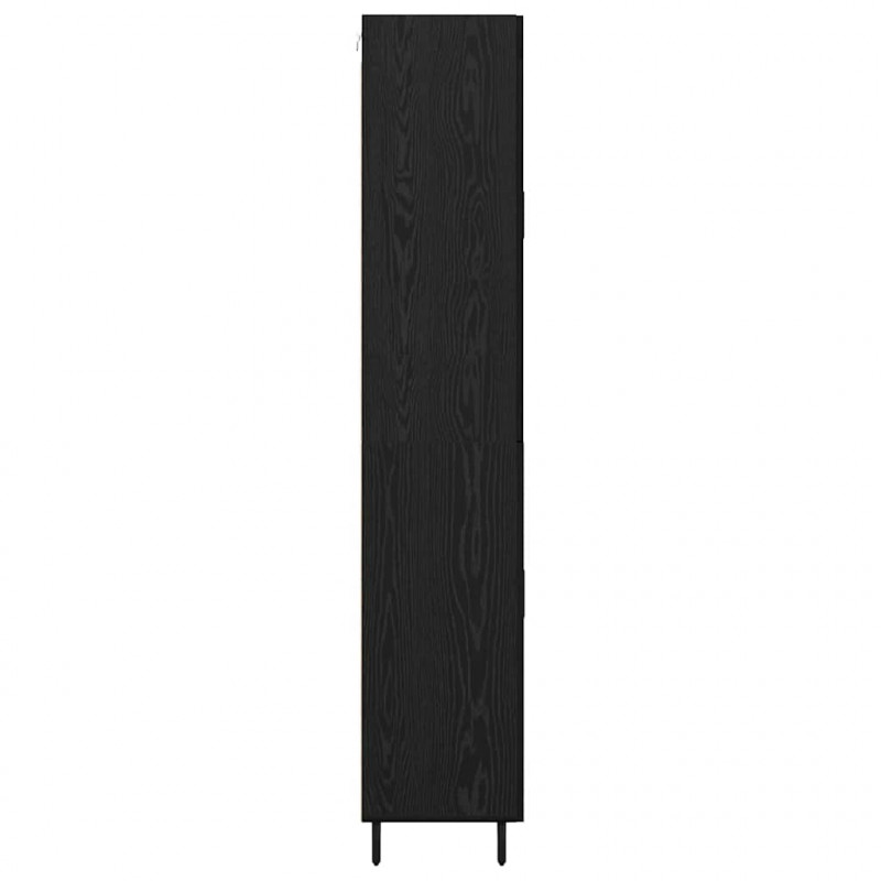 Highboard z szufladą 2 pcs Czarny Dąb Materiał drewnopochodny