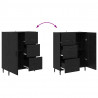 Highboard z szufladą 2 pcs Czarny Dąb Materiał drewnopochodny