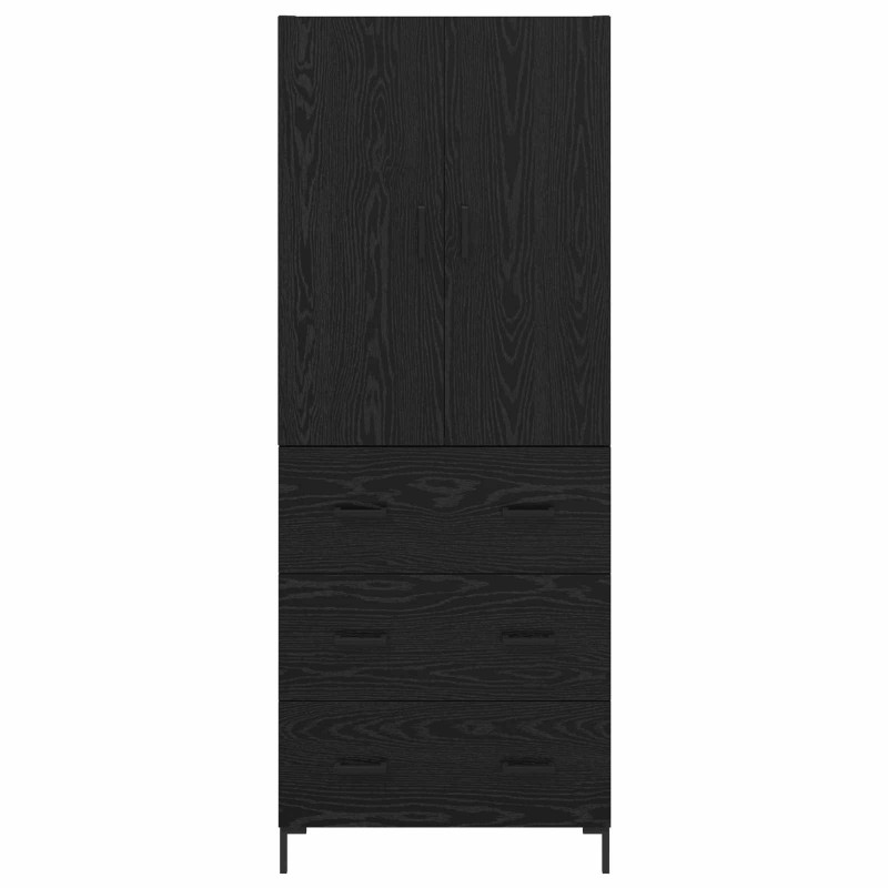 Highboard Czarny Dąb 69,5 x 34 x 180 cm Materiał drewnopochodny