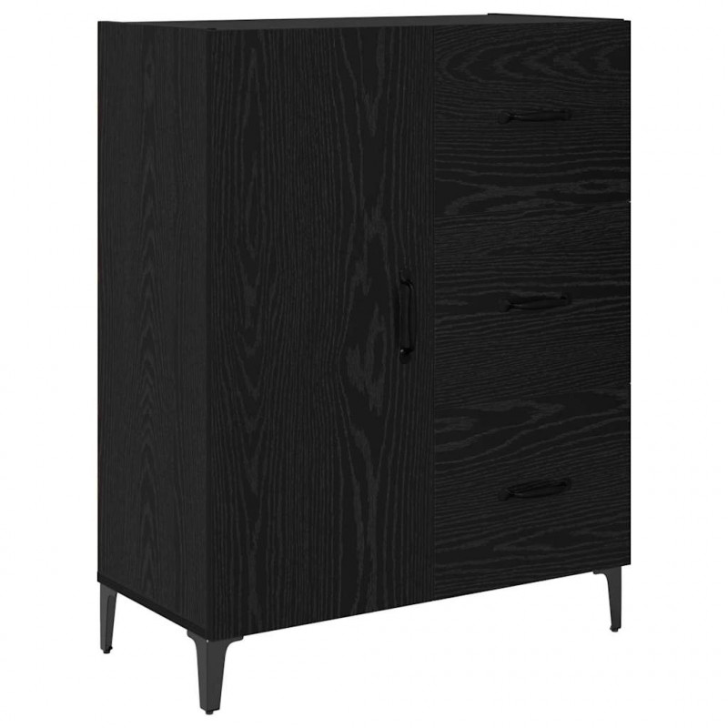 Highboard Czarny Dąb 69,5 x 34 x 180 cm Materiał drewnopochodny