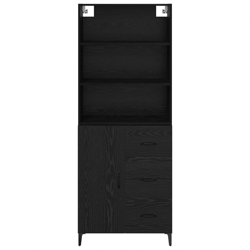 Highboard Czarny Dąb 69,5 x 34 x 180 cm Materiał drewnopochodny