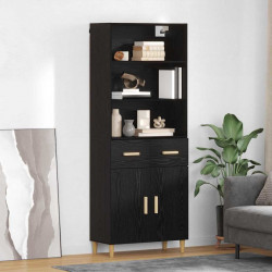 Highboard z szufladą Czarny Dąb 69,5 x 32,5 x 180 cm