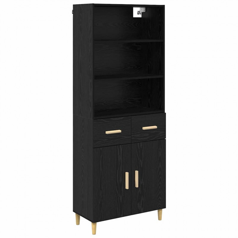 Highboard z szufladą Czarny Dąb 69,5 x 32,5 x 180 cm