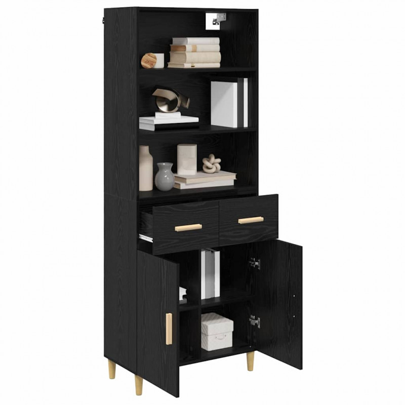 Highboard z szufladą Czarny Dąb 69,5 x 32,5 x 180 cm