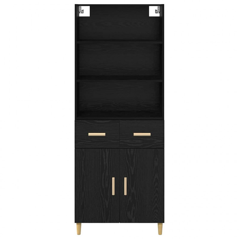 Highboard z szufladą Czarny Dąb 69,5 x 32,5 x 180 cm