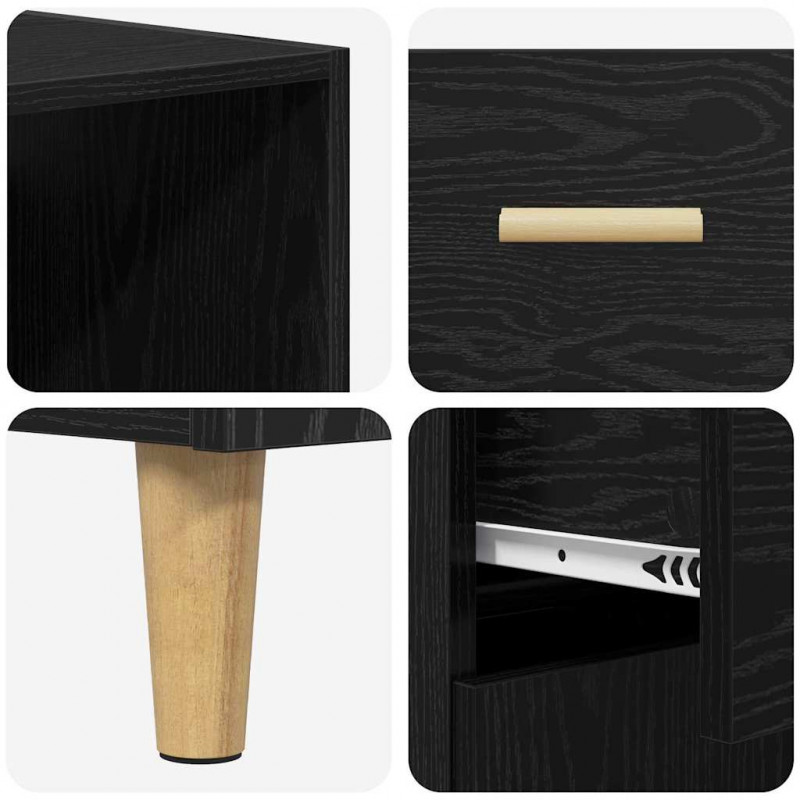Highboard z szufladą Czarny Dąb 69,5 x 32,5 x 180 cm