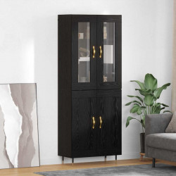 Highboard 2 pcs Czarny Dąb Materiał drewnopochodny