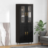 Highboard 2 pcs Czarny Dąb Materiał drewnopochodny
