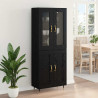 Highboard 2 pcs Czarny Dąb Materiał drewnopochodny