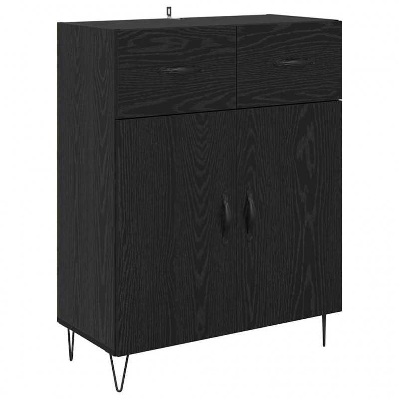 Highboard Czarny Dąb 69,5 x 34 x 180 cm Materiał drewnopochodny