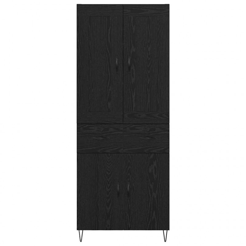 Highboard Czarny Dąb 69,5 x 34 x 180 cm Materiał drewnopochodny