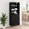 Highboard z szufladą 2 pcs Czarny Dąb Materiał drewnopochodny