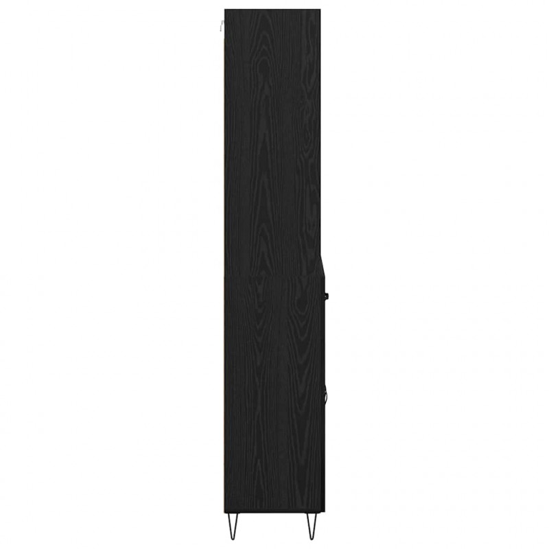Highboard z szufladą 2 pcs Czarny Dąb Materiał drewnopochodny