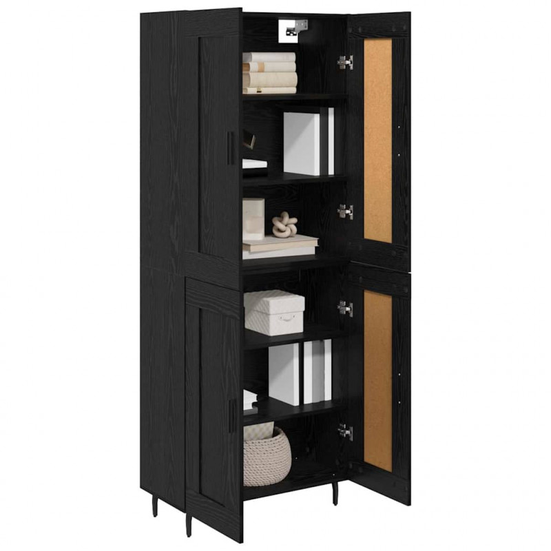 Highboard 2 pcs Czarny Dąb Materiał drewnopochodny