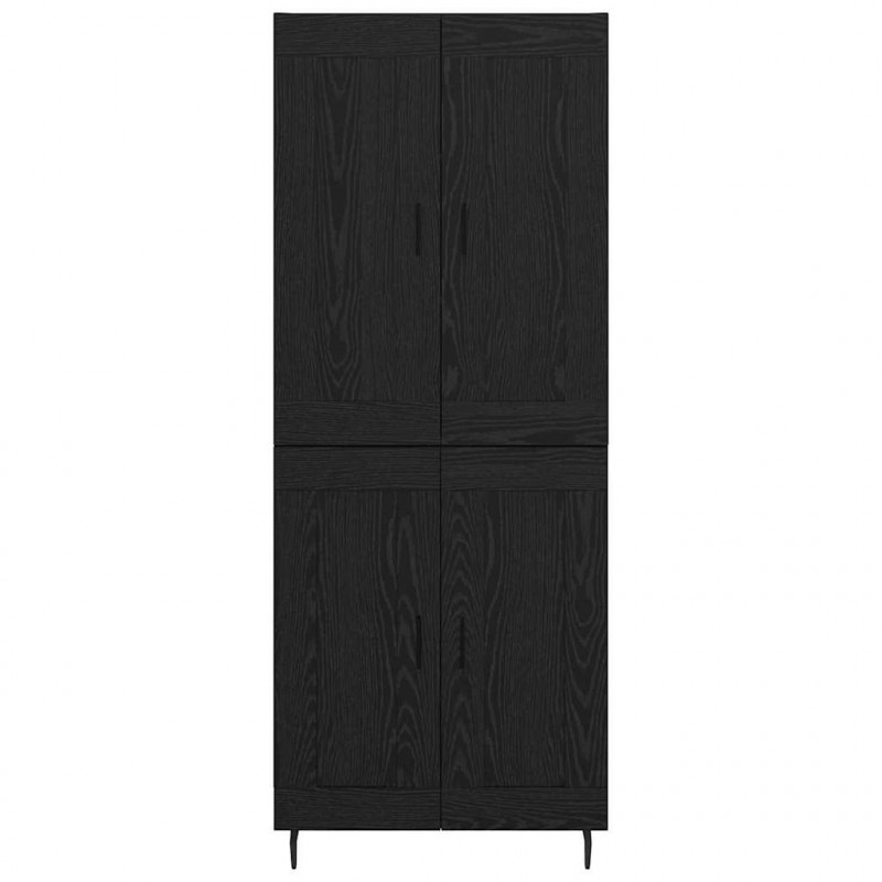 Highboard 2 pcs Czarny Dąb Materiał drewnopochodny