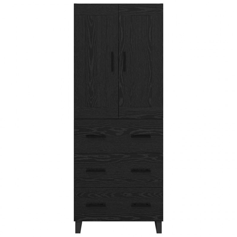 Highboard Czarny Dąb 69,5 x 34 x 180 cm Materiał drewnopochodny