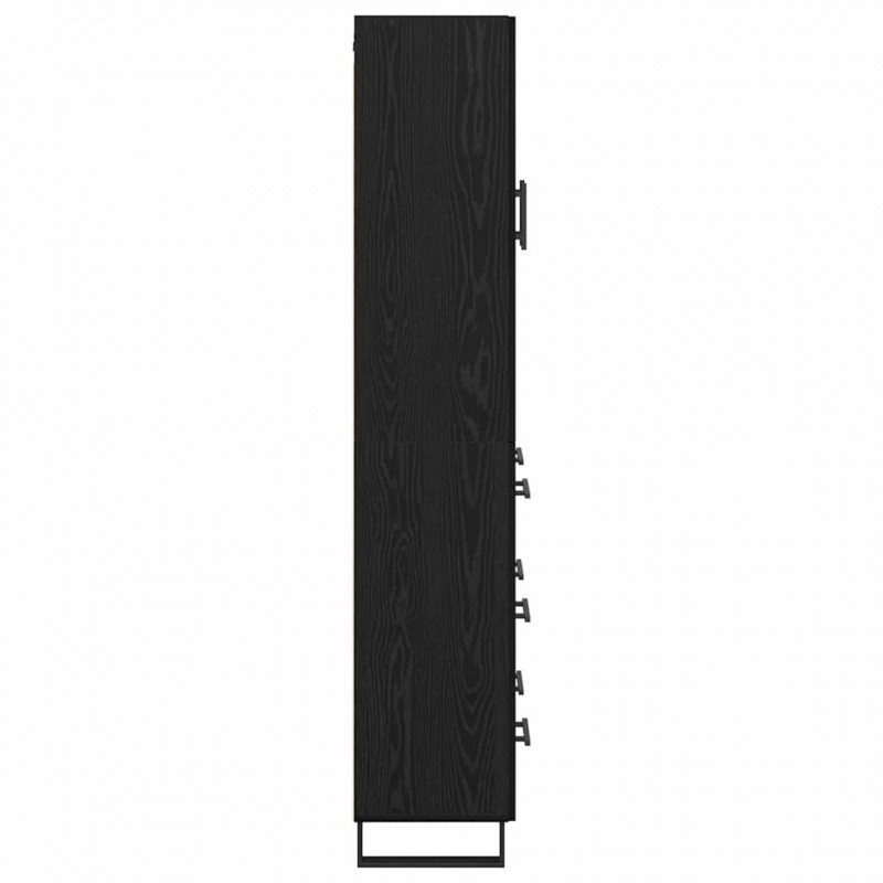 Highboard Czarny Dąb 69,5 x 34 x 180 cm Materiał drewnopochodny