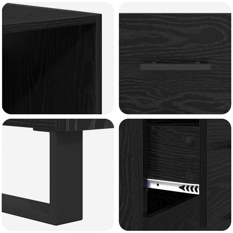 Highboard Czarny Dąb 69,5 x 34 x 180 cm Materiał drewnopochodny