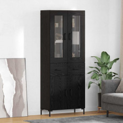Highboard z szufladą 2 pcs Czarny Dąb Materiał drewnopochodny