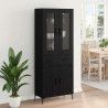 Highboard z szufladą 2 pcs Czarny Dąb Materiał drewnopochodny